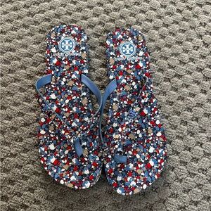 Tory Burch Colorful Patterned Flip Flops